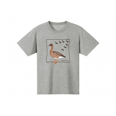 モンベル×小清水町コラボウイックロンTシャツ「ヒシクイ」 ヘザーチャコール　XSサイズ