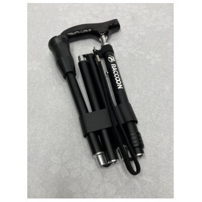 4つ折伸縮杖　ラクーンステッキ　品番:OMST16-BK-Z