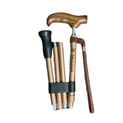 4つ折伸縮杖　ラクーンステッキ　品番:OMST16-GD-Z