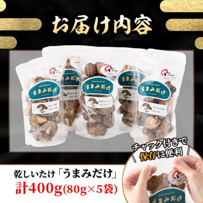 乾しいたけ 「うまみだけ」 (計400g・80g×5袋)