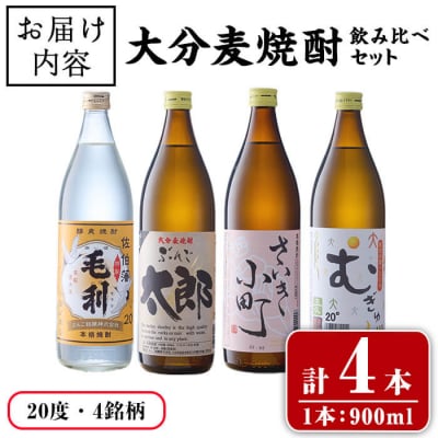 大分麦焼酎 飲み比べセット (900ml×4本)