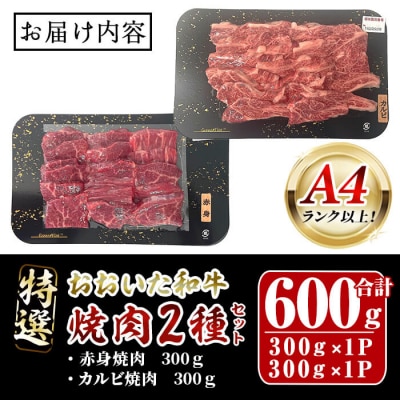 おおいた和牛 A4ランク以上! 特選 焼肉セット (合計600g・赤身300g+カルビ300g) 