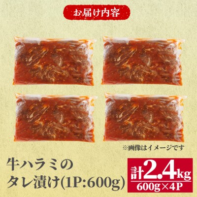 牛ハラミ の タレ漬け 計2.4kg(600g×4パック) 