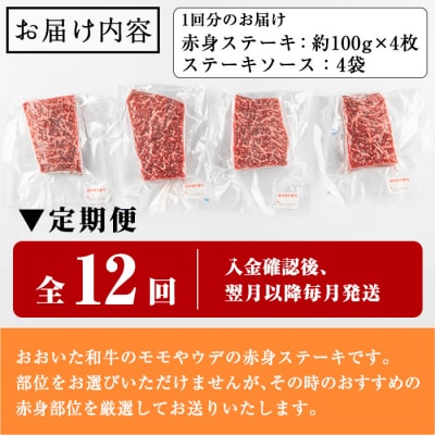 おおいた和牛 赤身ステーキ 計4.8kg (400g×毎月12回)