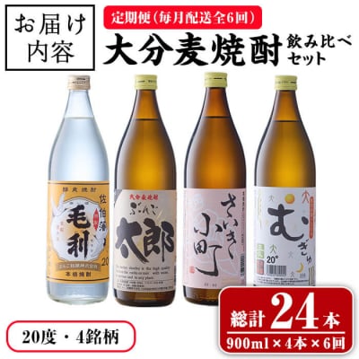 大分麦焼酎 飲み比べセット (900ml×4本・6回) 