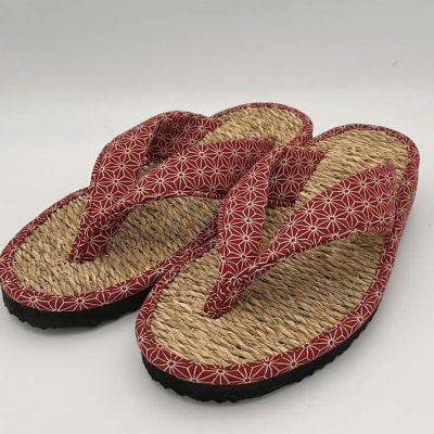 七島い(しちとうい) 草履幅広(Lサイズ・麻の葉赤)