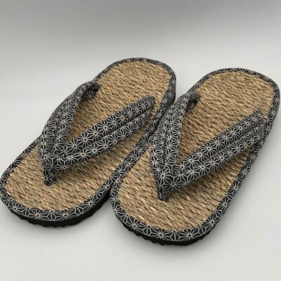 七島い (しちとうい) 下駄風雪駄(2L・麻の葉黒)