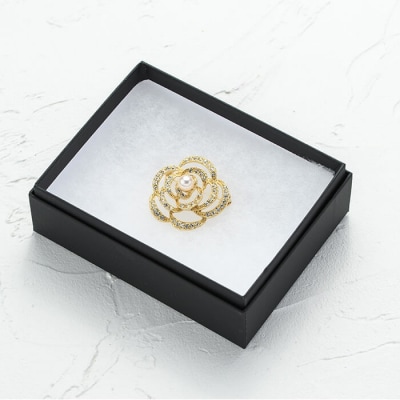 アコヤ真珠 ブローチ バラ (7mm珠) 