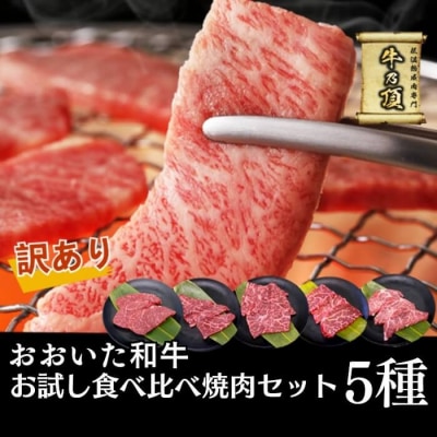 おおいた和牛 A4ランク以上! お試し食べ比べ 焼肉 5種 セット (合計 350g)