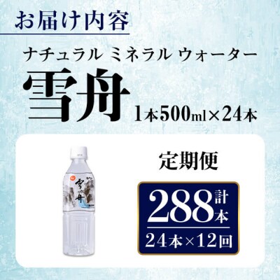ナチュラル ミネラル ウォーター 雪舟 500ml (計288本) 