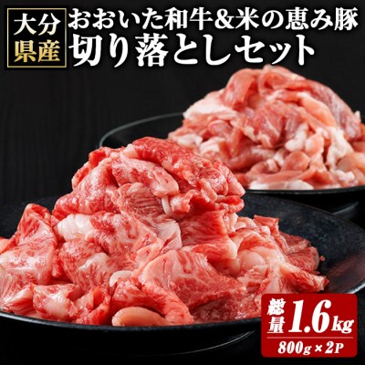 おおいた和牛 米の恵み豚 切り落としセット (総量1.6kg) 