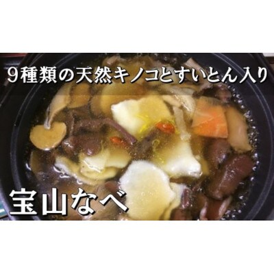 宝山なべ 1セット 天然キノコ 本しめじ出汁 すいとん入り