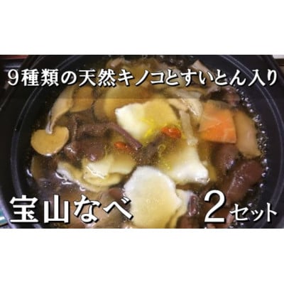 宝山なべ 2セット 天然キノコ 本しめじ出汁 すいとん入り