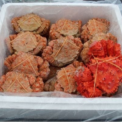 【年内配送可○】★クリガニ15～21尾(計3kg前後)、花咲ガニ1尾 A-57043