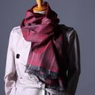 【絹100%】博多織ストール　菜籠麻の葉(レッド)