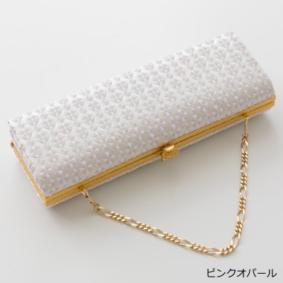 【博多織】 クラッチバッグ　光彩結晶:ピンクオパール