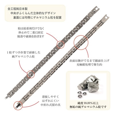 純チタン製ゲルマニウムブレスレット『型番:TS23-S4-11』Lサイズ