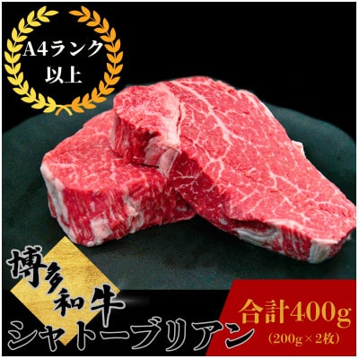 博多和牛シャトーブリアン 約200g×2枚(計約400g)《肉のくまもと屋》