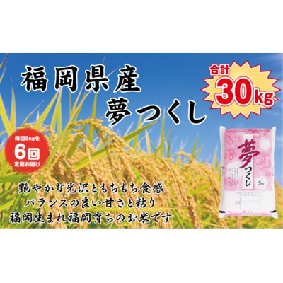 【毎月定期便】【食味鑑定士厳選】福岡県産 夢つくし5kg(5kg×1袋)(那珂川市)全6回