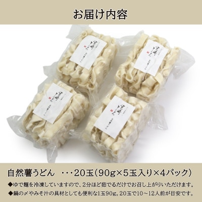 自然薯うどん 国産小麦100% 冷凍 無添加 化学合成添加物不使用 自然薯入り平麺 20玉セット