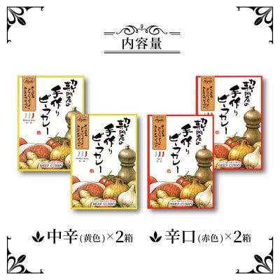 レトルトカレー 2種(辛口・甘口)×2個 計4個[kojika001]