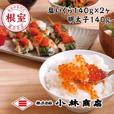 【年内配送可○】塩いくら140g×2P・辛子明太子140g B-16089