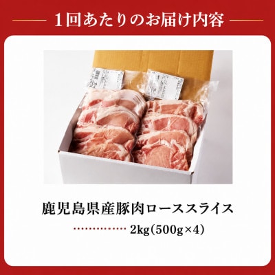 【2ヵ月毎定期便】鹿児島県産豚ローススライス(計2kg・500g×4P)(南九州市)全6回