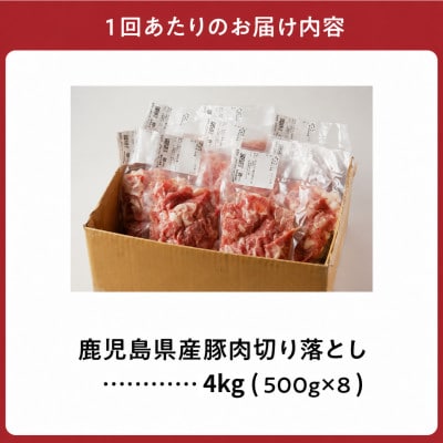 【2ヵ月毎定期便】鹿児島県産豚切り落とし(計4kg・500g×8P)(南九州市)全6回