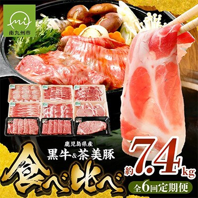 【発送月固定定期便】鹿児島黒牛・茶美豚食べ比べ定期便(南九州市)全6回