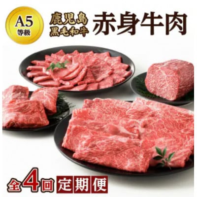 【発送月固定定期便】A5等級 鹿児島黒毛和牛 赤身牛肉 定期便(南九州市)全4回