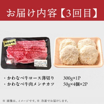 【毎月定期便】かわなべ牛バラエティー定期便全3回