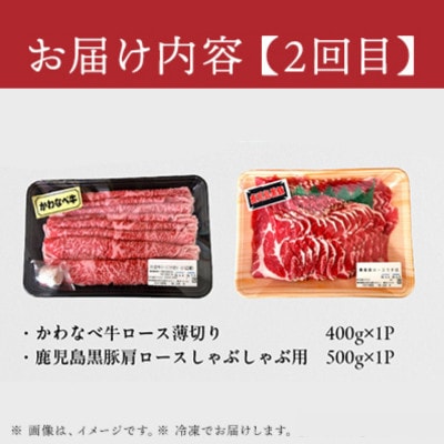 【毎月定期便】かわなべ牛・鹿児島黒豚よりどり定期便全3回