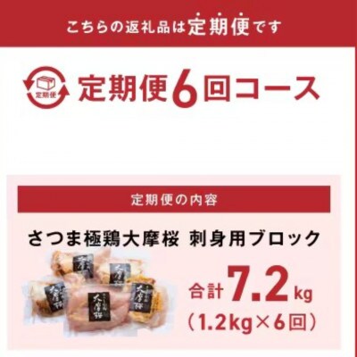【2ヵ月毎定期便】さつま極鶏大摩桜 刺身用ブロック全6回