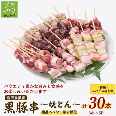 鹿児島県産黒豚串～焼とん～6本×5P(特製スパイス塩付き)