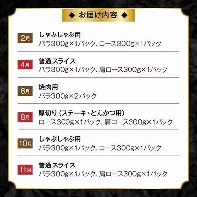 【発送月固定定期便】かごしま黒豚スライス定期便ハーフ全6回