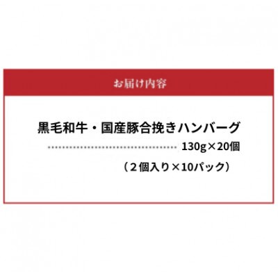 黒毛和牛・国産豚合挽きハンバーグ20個