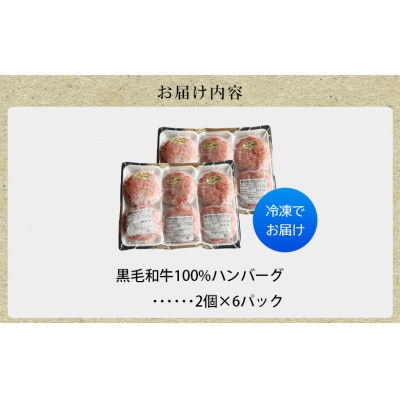 【のし付き・お中元】黒毛和牛100%ハンバーグ(2個入×6パック)