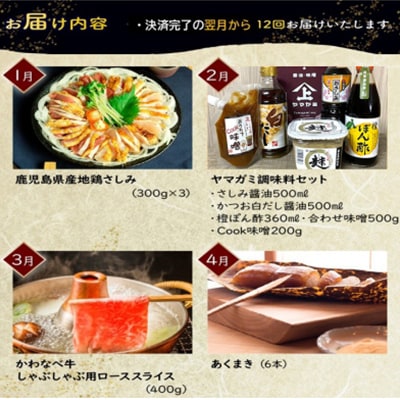 【発送月固定定期便】南九州市川辺うまいもん定期便全12回