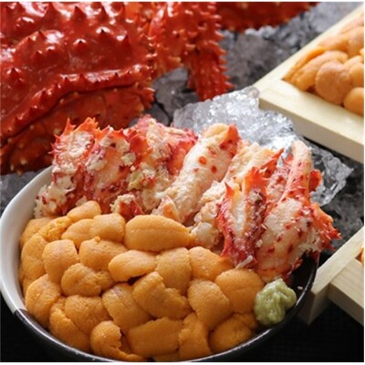 【年内配送可○】エゾバフンウニ塩水パック100g×1P、花咲かに5尾 D-71064