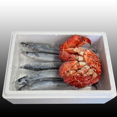 【年内配送可○】★花咲かに300g～450g前後×1尾、冷凍生さんま5尾×1P G-30002