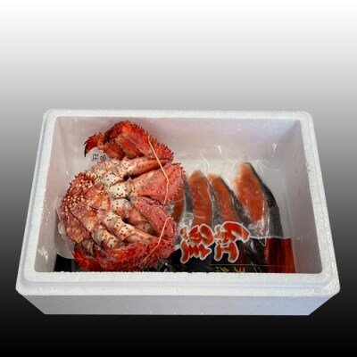 【年内配送可○】花咲かに300g～450g前後×1尾、甘塩紅鮭5切×1P G-30012