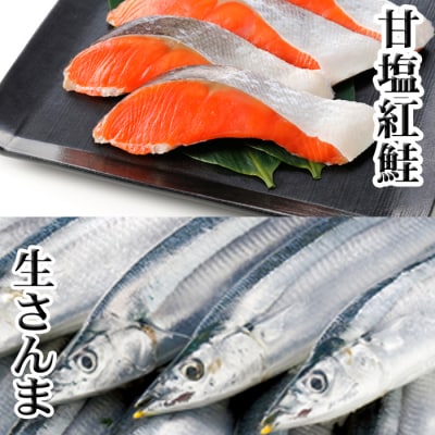 【年内配送可○】冷凍生さんま5尾×1P、甘塩紅鮭5切×1P G-36004