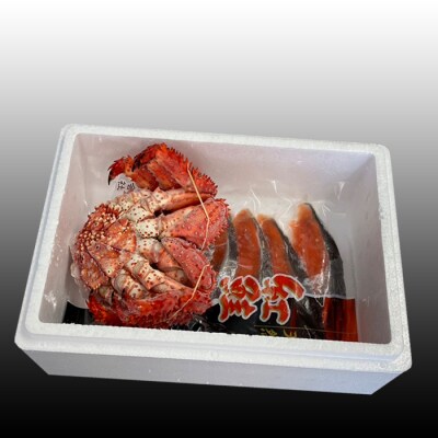 【年内配送可○】花咲かに300g～450g前後×1尾、甘塩紅鮭5切×1P G-76012