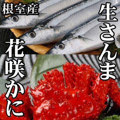 【年内配送可○】★花咲かに300g～450g前後×1尾、冷凍生さんま5尾×1P G-70002