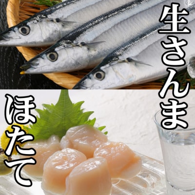 【年内配送可○】冷凍生さんま5尾×1P、お刺身用ほたて貝柱200g×1P G-70003