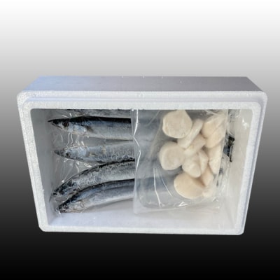 【年内配送可○】冷凍生さんま5尾×1P、お刺身用ほたて貝柱200g×1P G-70003