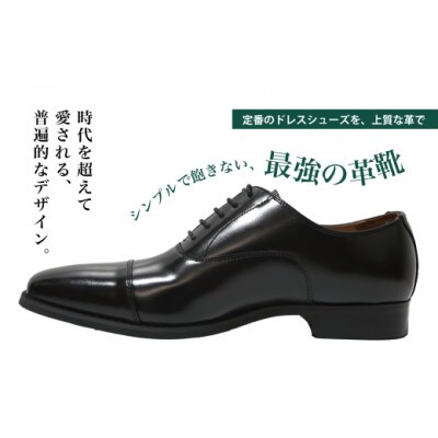 【D9601 BL】26.0cm 定番のディティール ストレートチップ(ブラック)