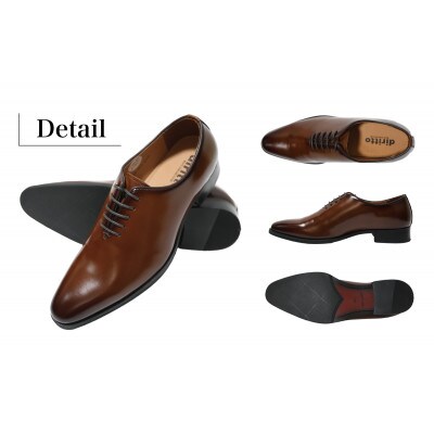 【D5500 BR】25.5cm ホールカット(一枚革)ドレスシューズ(ブラウン)