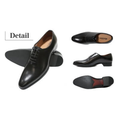 【D5500 BL】27.0cm ホールカット(一枚革)ドレスシューズ(ブラック)