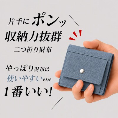 コンパクト 二つ折り財布 (小銭入れ付き) 色:ブルーフェアリー